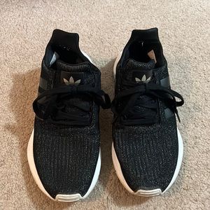 Sparkly Black and Gold Adidas Shoes